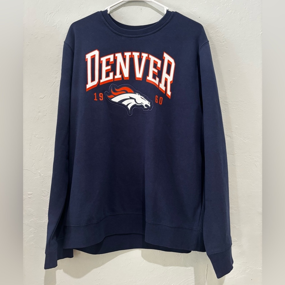 NFL Team Apparel Denver Broncos Sweatshirt Men Size L Navy Blue NFL Football